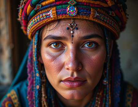 Portrait of a beautiful Indian woman in traditional clothes. India.の素材