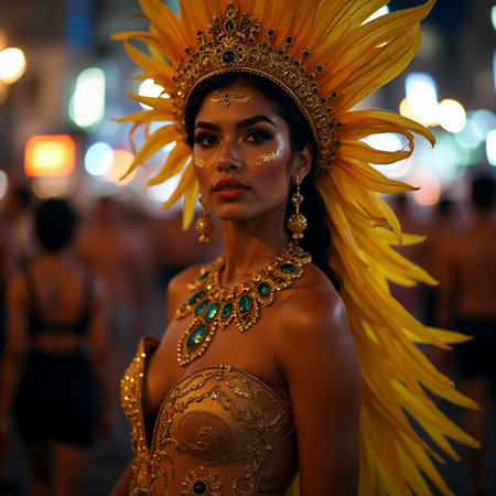 Unidentified dancer participates at the annual samba festival in Bangkok, Thailand.の素材