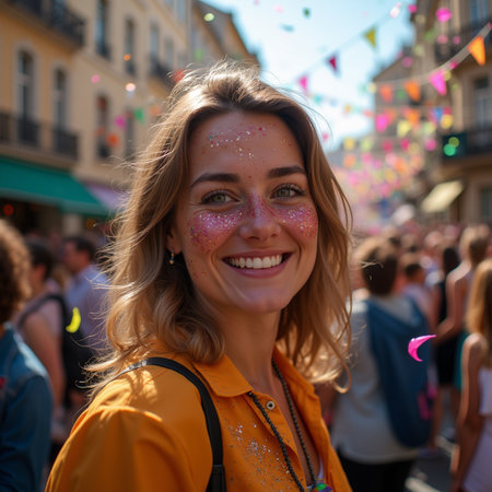 Beautiful girl at the gay pride parade in Stockholm.の素材