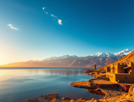Landscape of Lake Tekapo at sunrise, South Island, New Zealandの素材