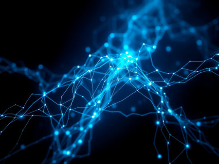 Abstract technology background. Network connection structure with dots and lines. 3d renderingの素材