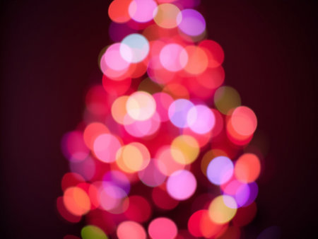 christmas tree lights bokeh background, abstract defocused lightsの素材
