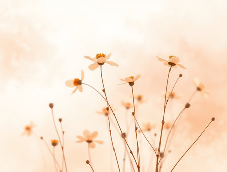 Dried flowers on pastel color background with bokeh.の素材