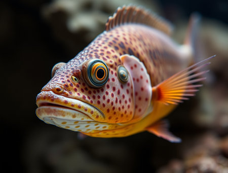 Close-up of a Cichlid discus fish.の素材