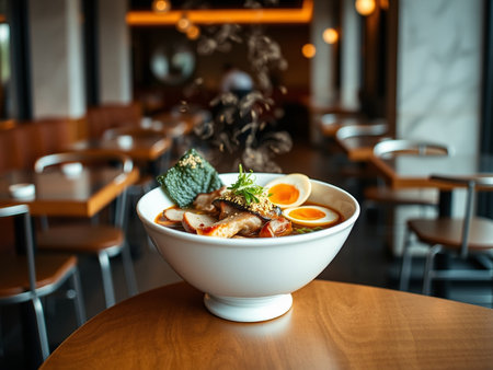 Japanese cuisine. Japanese miso soup in bowlの素材