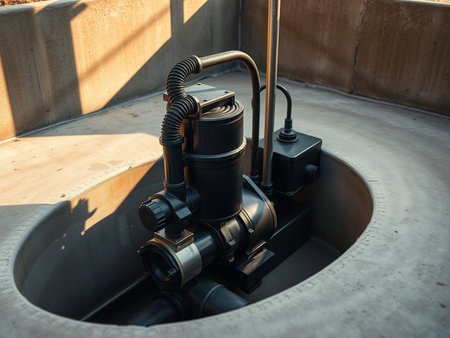 Close-up of a gas burner in a water treatment plant.の素材