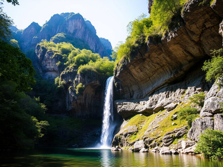 Waterfall in the mountains of the Republic of Adygeaの素材