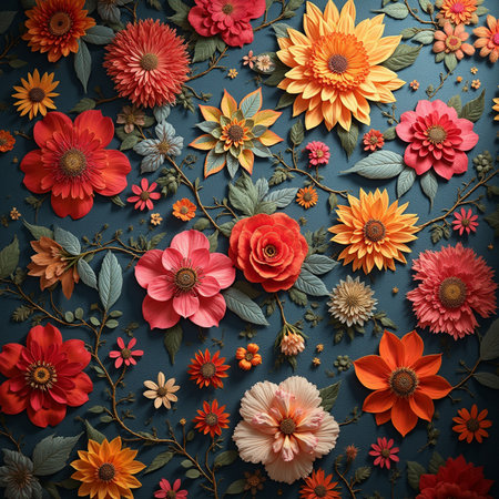 Floral background with colorful flowers. Floral pattern with flowers.の素材