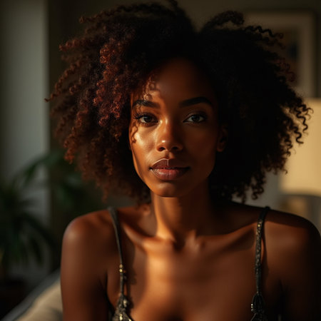 Beautiful african american woman with afro hairstyle.の素材