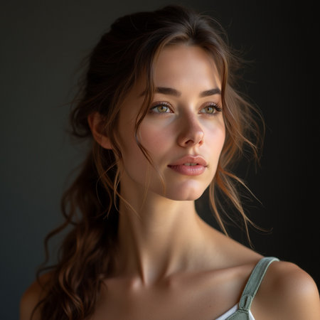 Portrait of a beautiful young woman with natural make-up.の素材