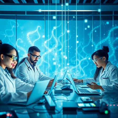 Group of medical workers working with computers in modern office. Medical and healthcare concept.の素材