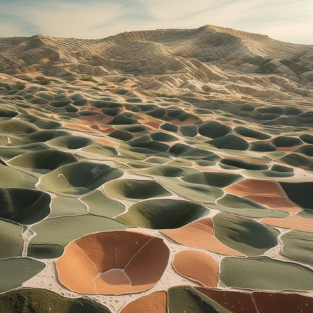 Abstract 3d render of desert sand dunes. Beautiful landscape.の素材