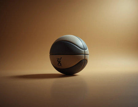 Basketball ball on a brown background with copy space for text.の素材