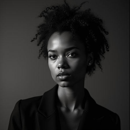 Fashion portrait of beautiful African American woman with afro hairstyleの素材