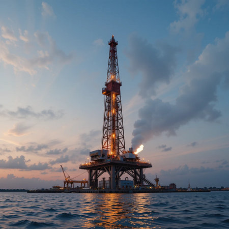 Offshore oil and gas platform for production oil and gas in the gulf of Thailand.の素材