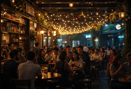 Unidentified people sitting at a cafe in Bangkok, Thailand.の素材