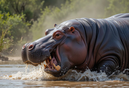 Hippopotamus in the Moremi Game Reserve (Okavango River Delta), National Park, Botswanaの素材