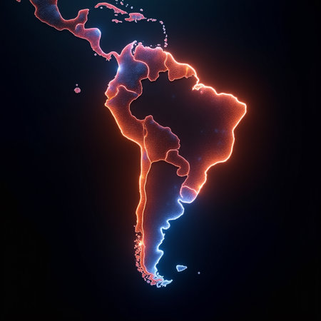Map of South America. 3d rendering, 3d illustration.の素材