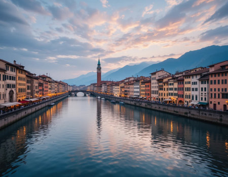The Ponte Vecchio in Florence, Tuscany, Italyの素材