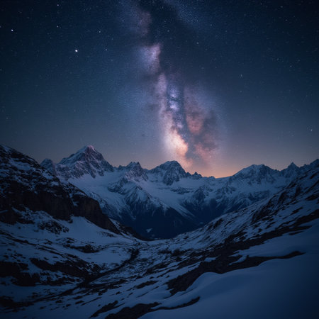 Milky Way over the Matterhorn mountain in Zermatt, Switzerlandの素材