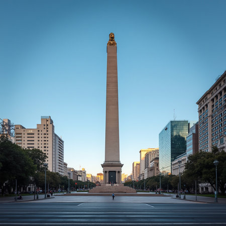 Columbus obelisk in downtown San Francisco, California.の素材