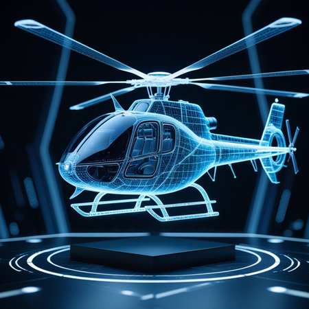 3d rendering of a helicopter on a dark background. 3d illustrationの素材