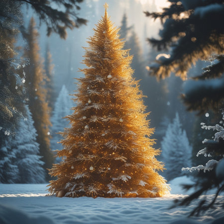 Fir-tree in the winter forest. 3d illustration.の素材
