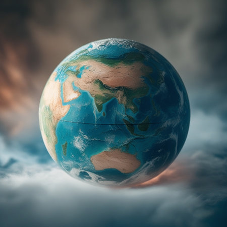 Earth planet with clouds in the sky. Elements of this image furnished by NASAの素材