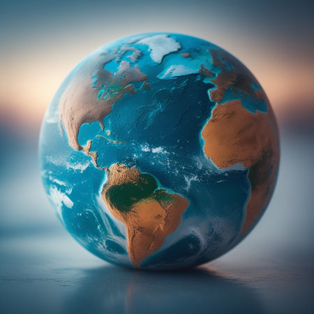 Planet Earth on blurred background. Elements of this image furnished by NASAの素材