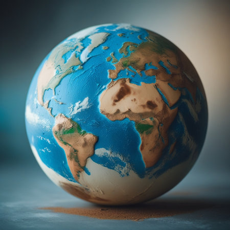 Earth globe with continents and oceans. Elements of this image furnished by NASAの素材