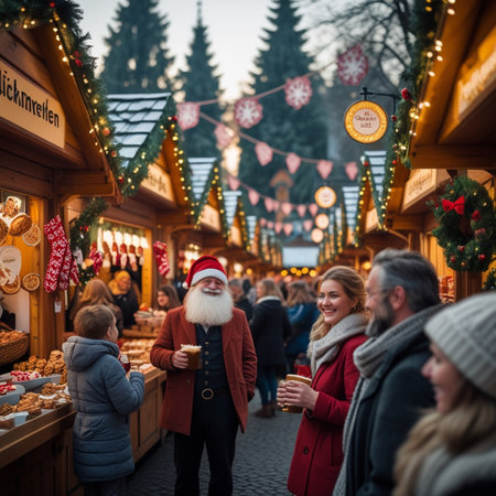 Unidentified people at the traditional Christmas market in Munich.の素材