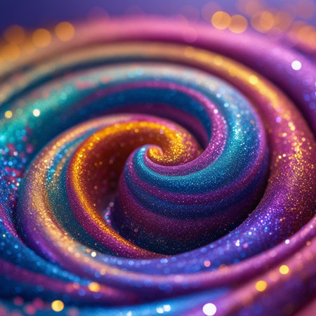 Abstract background of glittering sparkles in the form of a spiralの素材