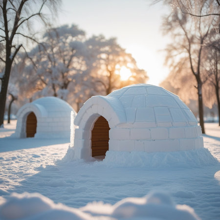 Igloo in winter. Igloo in the park.の素材
