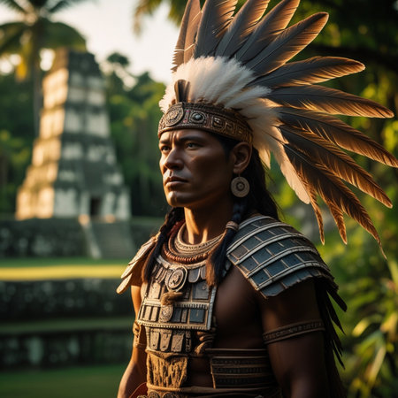 Native american Indian warrior in the park. Bali, Indonesiaの素材