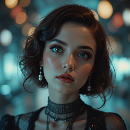 Fashion portrait of beautiful young woman with evening make-up.の素材