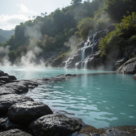 Beautiful waterfalls in Plitvice Lakes National Park, Croatiaの素材