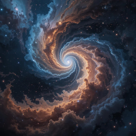 Spiral in deep space, computer generated abstract background, 3D renderの素材