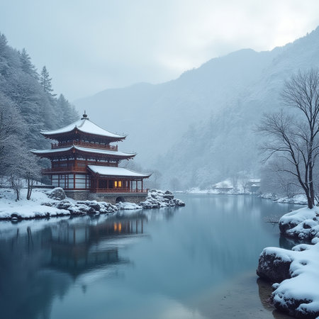 Winter landscape of Kiyomizu-dera temple in Kyoto, Japanの素材