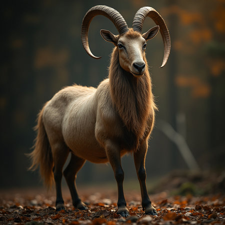 Barbary sheep (Ammotragus mouflon) in the forestの素材
