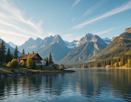 Lake Misurina at autumn in the Dolomites, Italyの素材