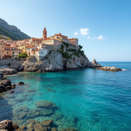 Panoramic view of Taormina, Sicily, Italy.の素材
