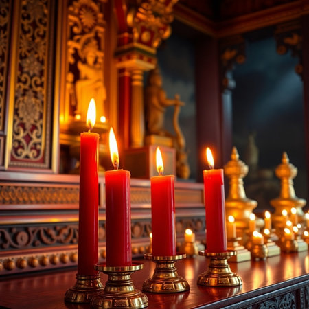 Burning candles in the Church of the Holy Sepulchreの素材