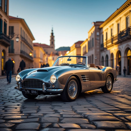 Classic car in the streets of Lisbon, Portugal.の素材