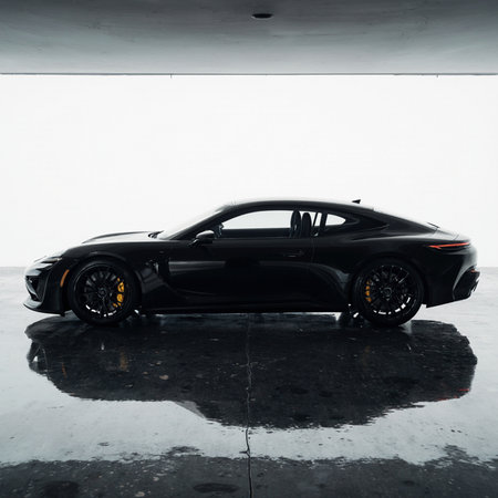 Porsche 911 Turbo S on a foggy background. Editorial photoの素材