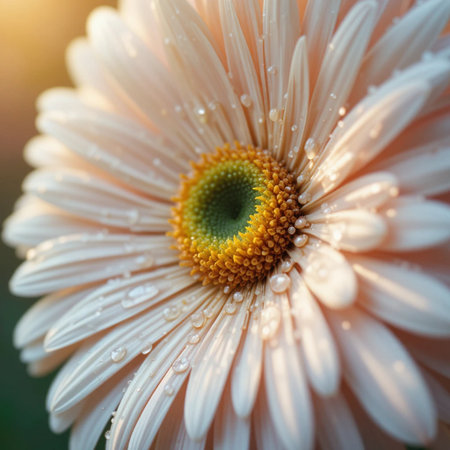 Beautiful gerbera flower with dew drops in the morningの素材