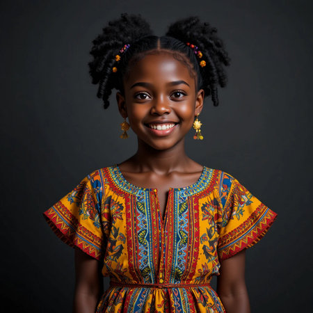 Portrait of a young African woman with afro hairstyleの素材