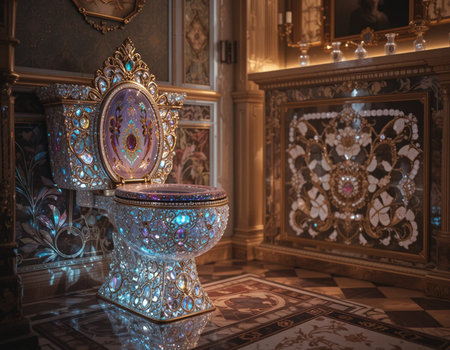Ceramic toilet in an old palace. 3d rendering.の素材