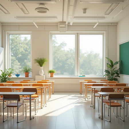 Interior of a school classroom. 3d rendering, mock upの素材