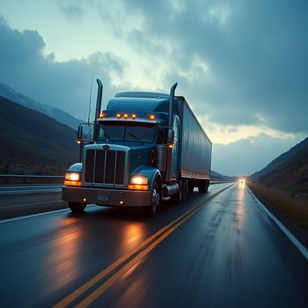 truck on the road with motion blur background. 3d renderingの素材