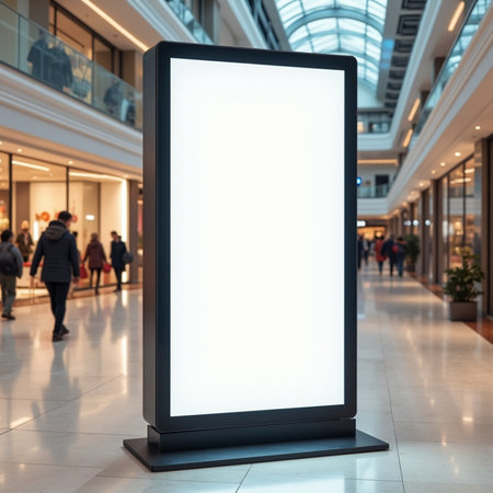 Blank advertising stand in the shopping mall. 3d rendering.の素材